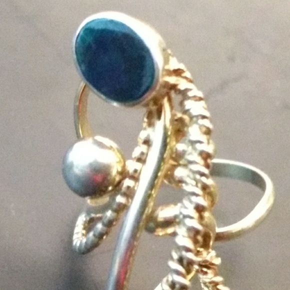 VTG Artisan Abstract Black Opal, Pearl Gold Ring - Picture 5 of 6